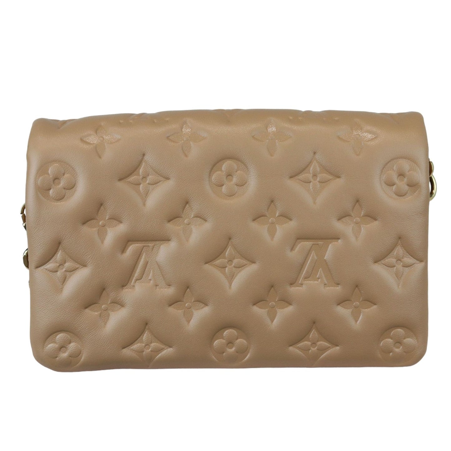 Louis-Vuitton Coussin Pochette Lambskin Embossed Monogram Camel GHW