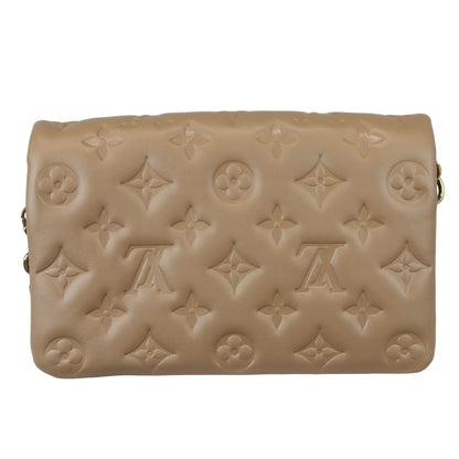 Louis-Vuitton Coussin Pochette Lambskin Embossed Monogram Camel GHW