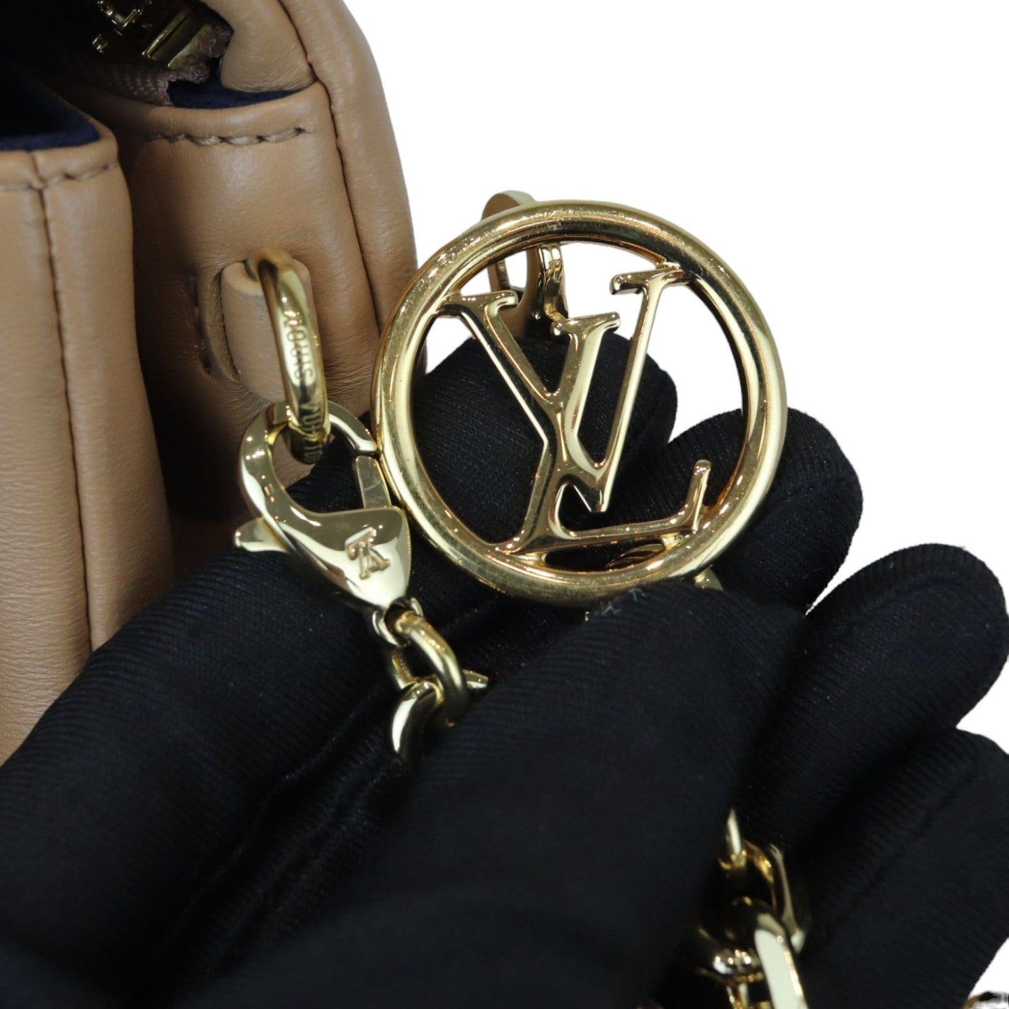 Louis-Vuitton Coussin Pochette Lambskin Embossed Monogram Camel GHW