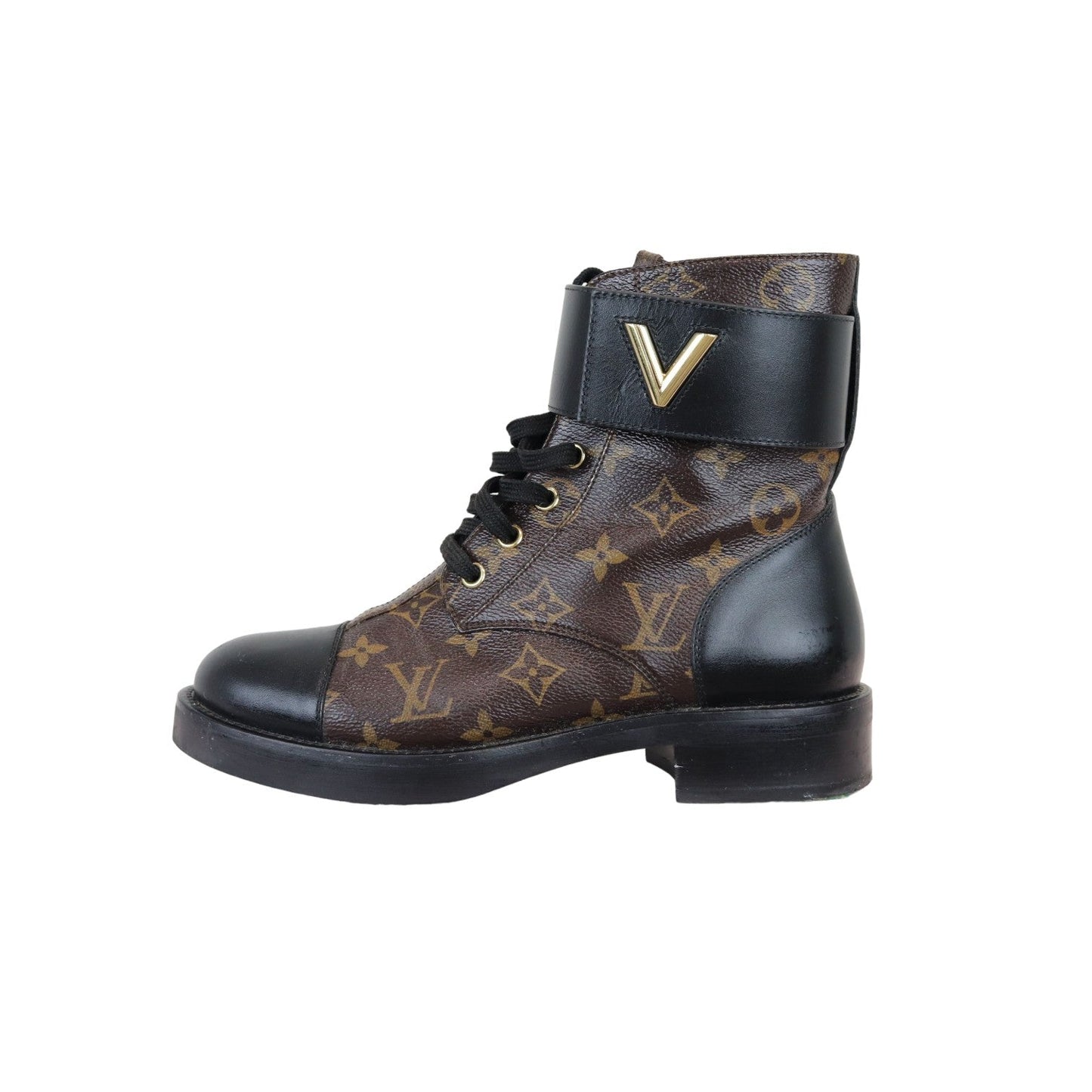 Louis-Vuitton Wonderland Flat Ranger Boots Calfskin Black Size 38