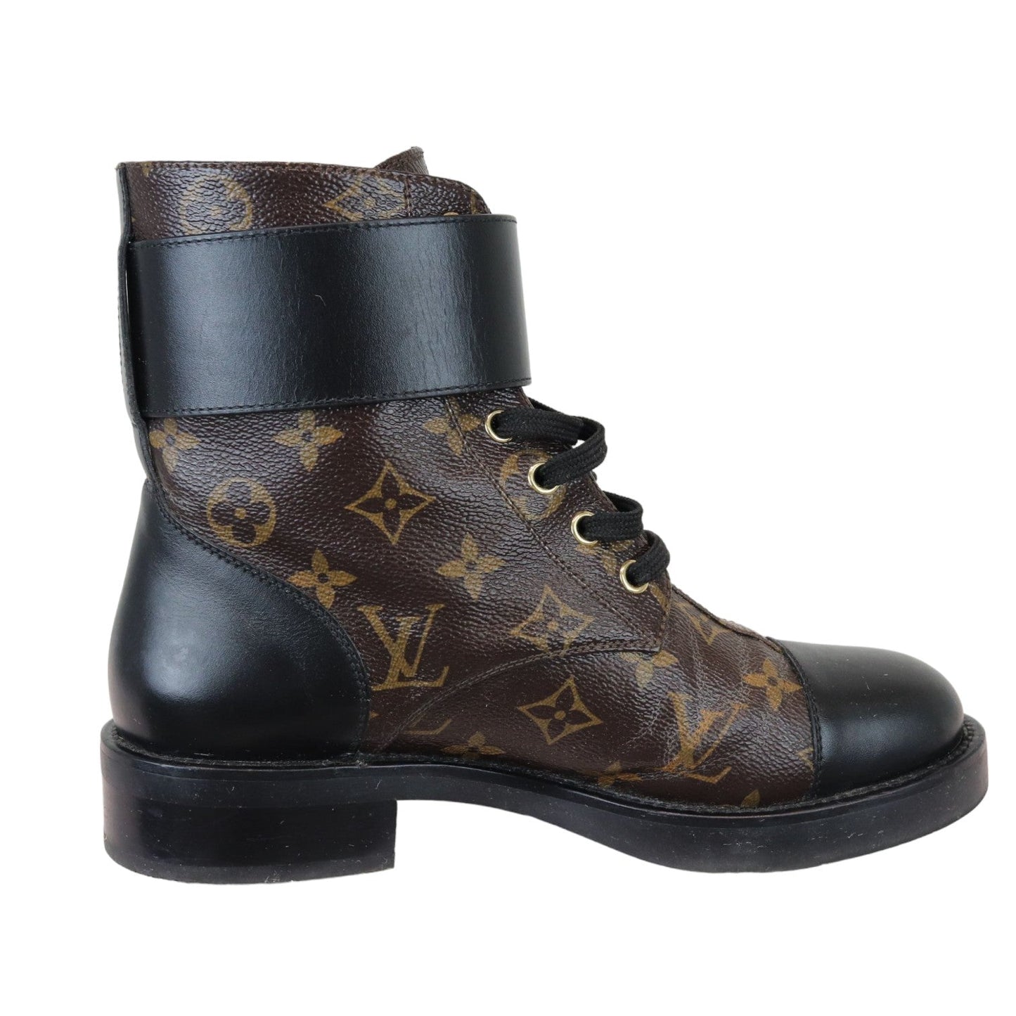 Louis-Vuitton Wonderland Flat Ranger Boots Calfskin Black Size 38