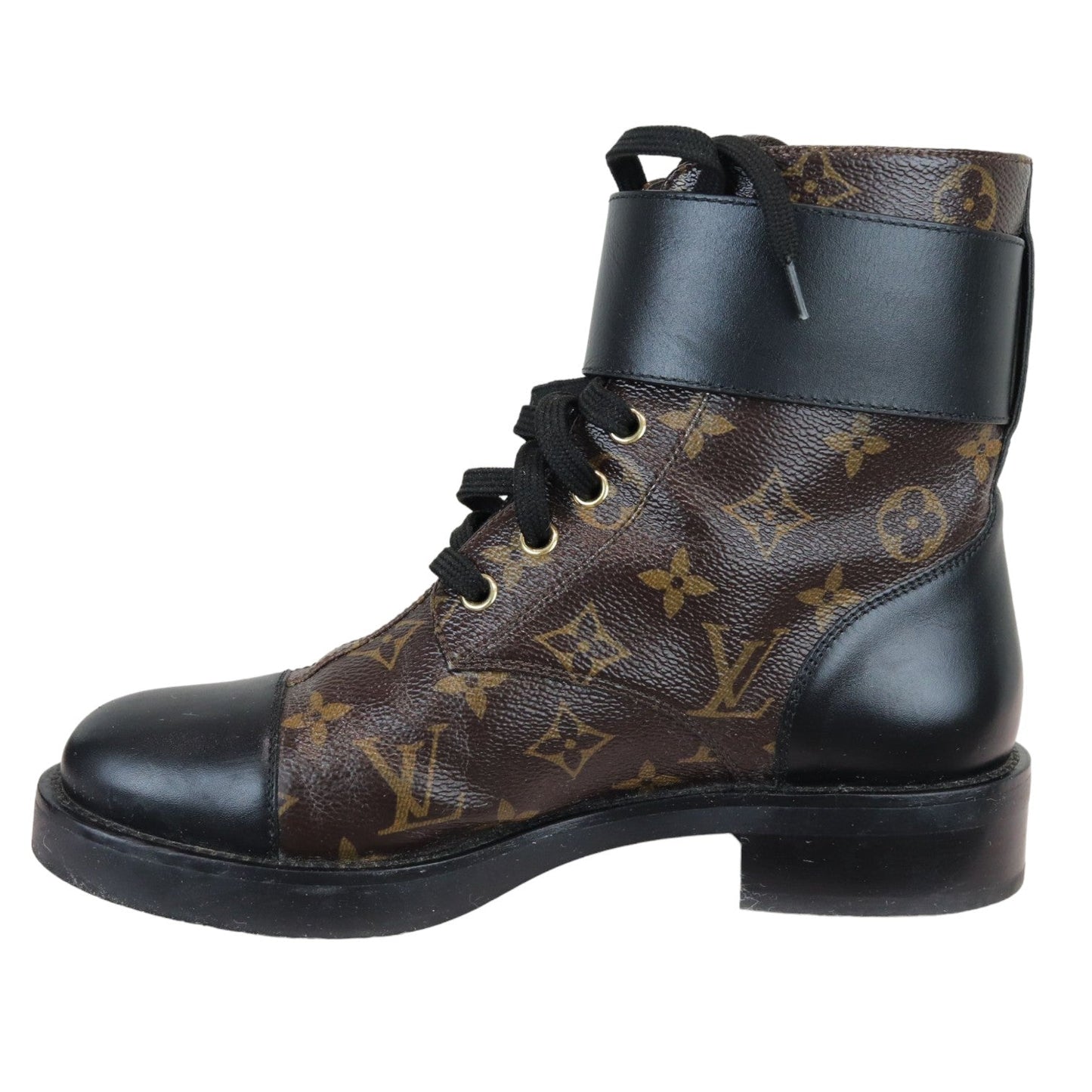 Louis-Vuitton Wonderland Flat Ranger Boots Calfskin Black Size 38