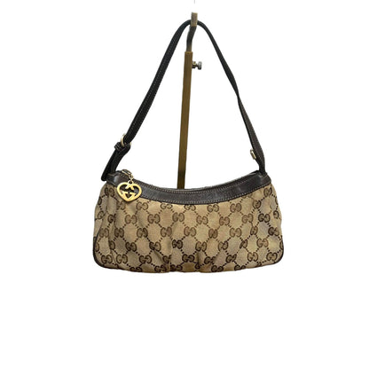 Gucci Vintage Pochette Bag GG Canvas and Leather Beige Brown GHW