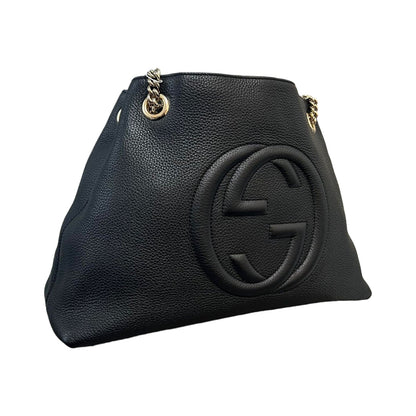 Gucci Soho Chain Shoulder Medium Pebbled Calfskin Black GHW