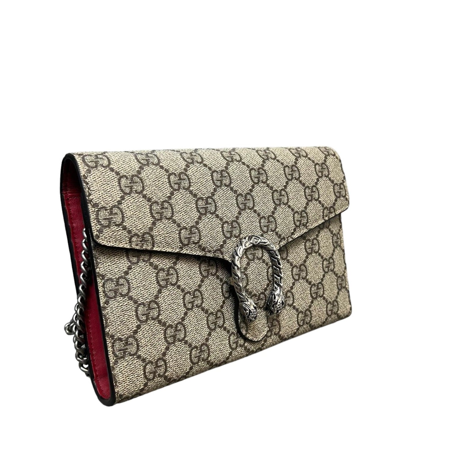 Gucci Dionysus Chain Wallet Mini GG Supreme Monogram Beige Taupe SHW