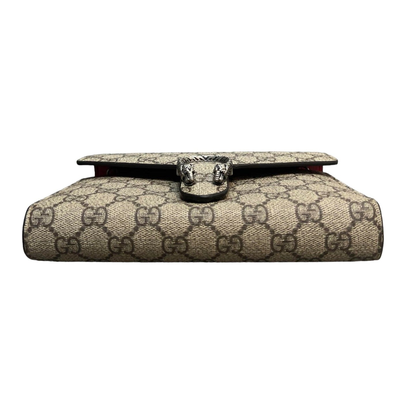 Gucci Dionysus Chain Wallet Mini GG Supreme Monogram Beige Taupe SHW