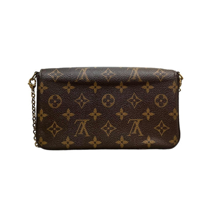 Louis-Vuitton Chain Wallet Monogram Pochette Felicie Brown GHW