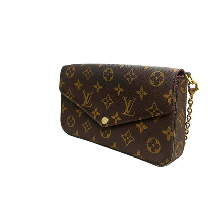 Louis-Vuitton Chain Wallet Monogram Pochette Felicie Brown GHW