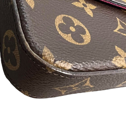 Louis-Vuitton Chain Wallet Monogram Pochette Felicie Brown GHW