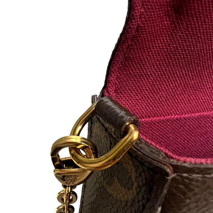 Louis-Vuitton Chain Wallet Monogram Pochette Felicie Brown GHW