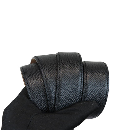Louis-Vuitton Buckle Belt Taiga Leather Black Size 90 SHW