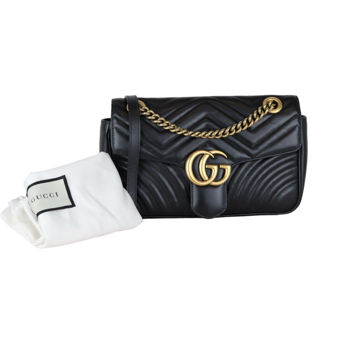 Gucci GG Marmont Shoulder Calfskin Matelasse Black GHW