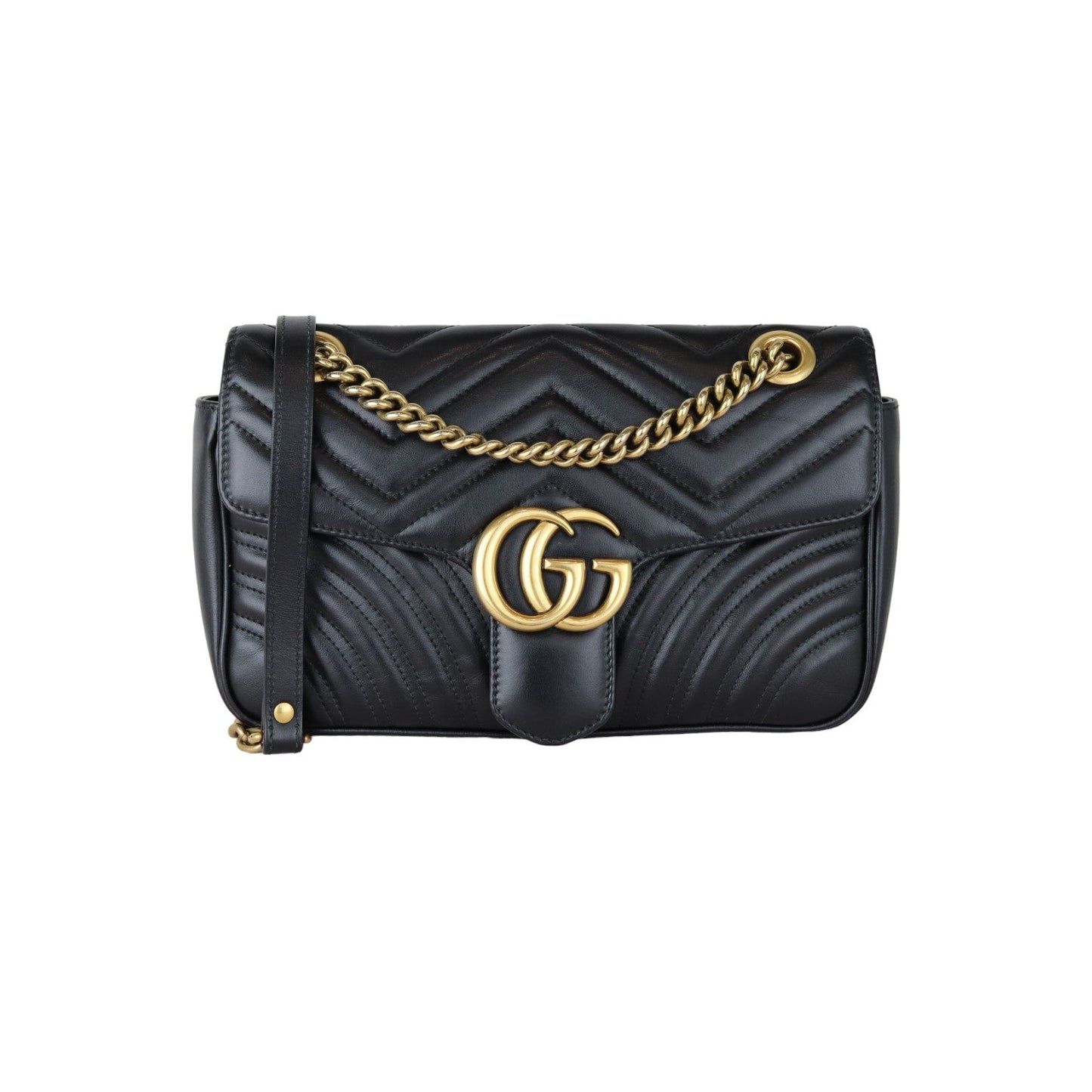 Gucci GG Marmont Shoulder Calfskin Matelasse Black GHW