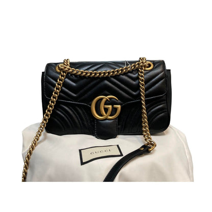 Gucci GG Marmont Small Calfskin Matelasse Shoulder Black GHW