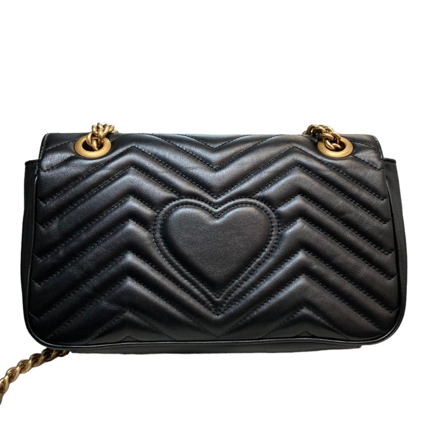 Gucci GG Marmont Small Calfskin Matelasse Shoulder Black GHW