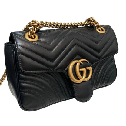 Gucci GG Marmont Small Calfskin Matelasse Shoulder Black GHW