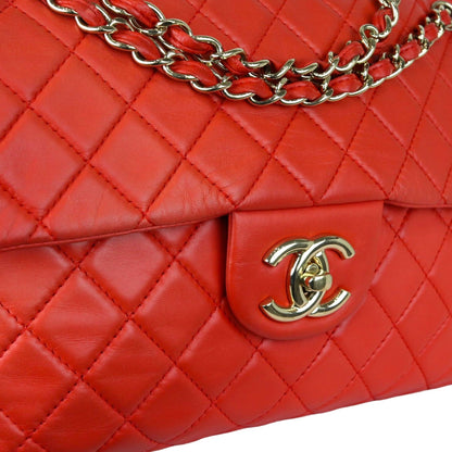 Classic Flap Maxi Lambskin Quilted Coral GHW