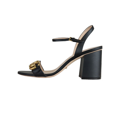 Gucci GG Marmont Ankle Wrap Sandals Calfskin Black Size 38