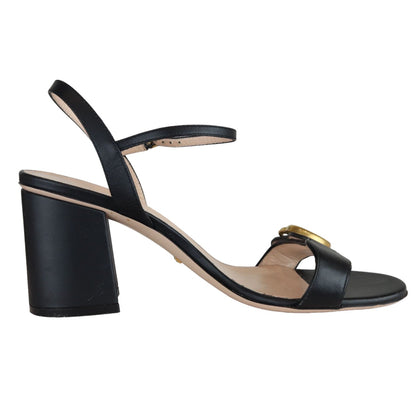 Gucci GG Marmont Ankle Wrap Sandals Calfskin Black Size 38