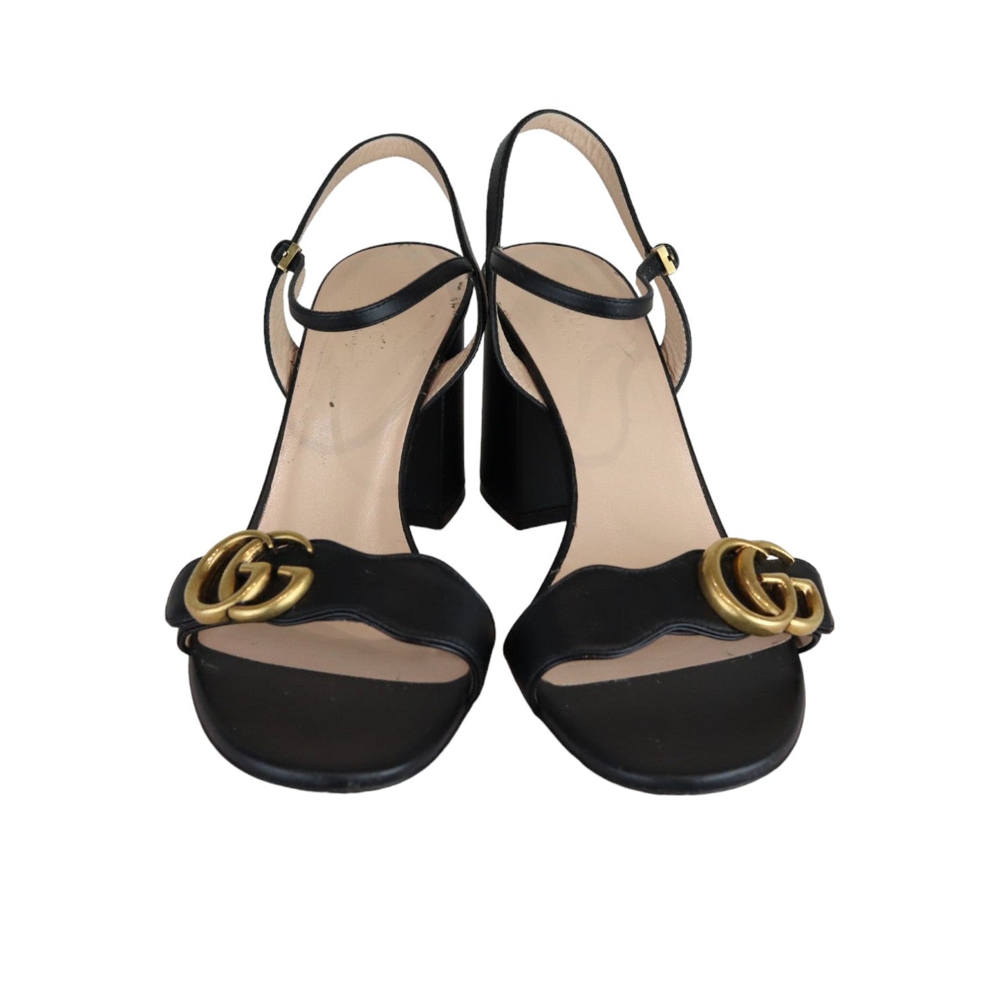 Gucci GG Marmont Ankle Wrap Sandals Calfskin Black Size 38