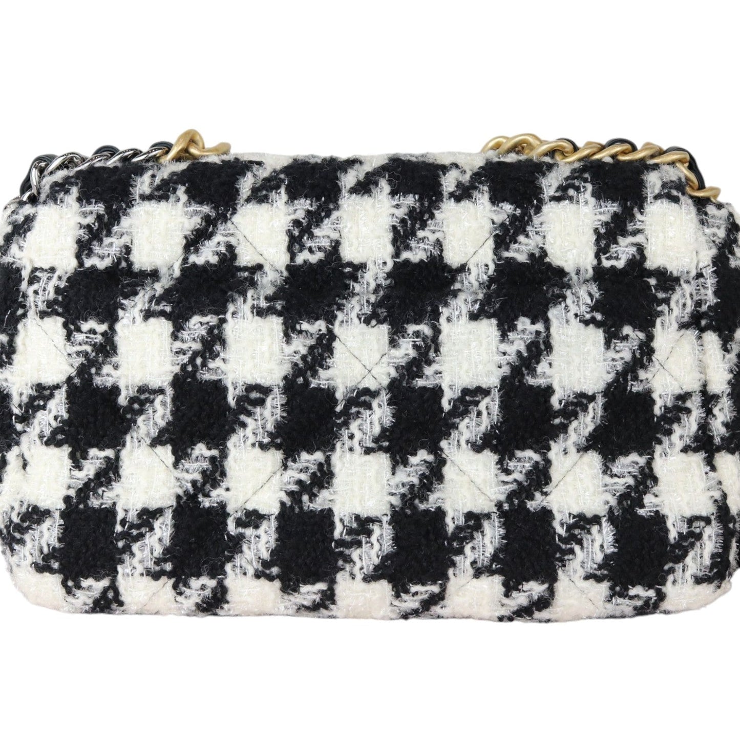 19 Flap Small Tweed Quilted Black Ecru White MHW