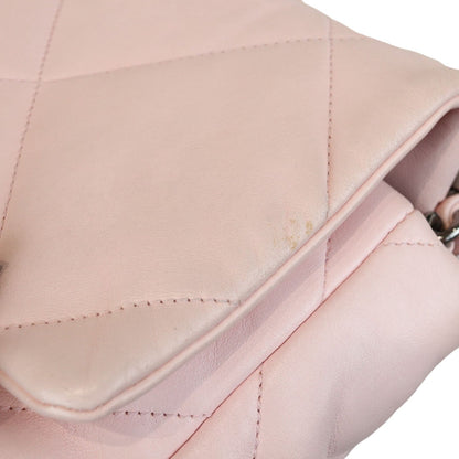 19 Flap Large Lambskin Quilted Light Pink MHW