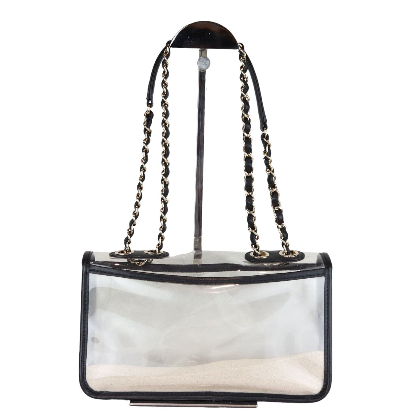 Sand By The Sea Flap Medium Lambskin PVC Black GHW