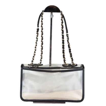 Sand By The Sea Flap Medium Lambskin PVC Black GHW