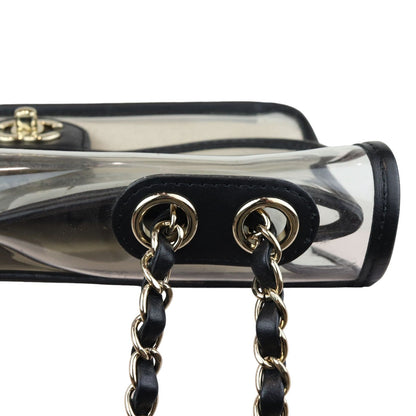 Sand By The Sea Flap Medium Lambskin PVC Black GHW
