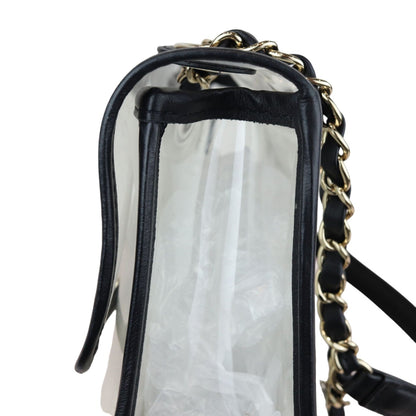 Sand By The Sea Flap Medium Lambskin PVC Black GHW