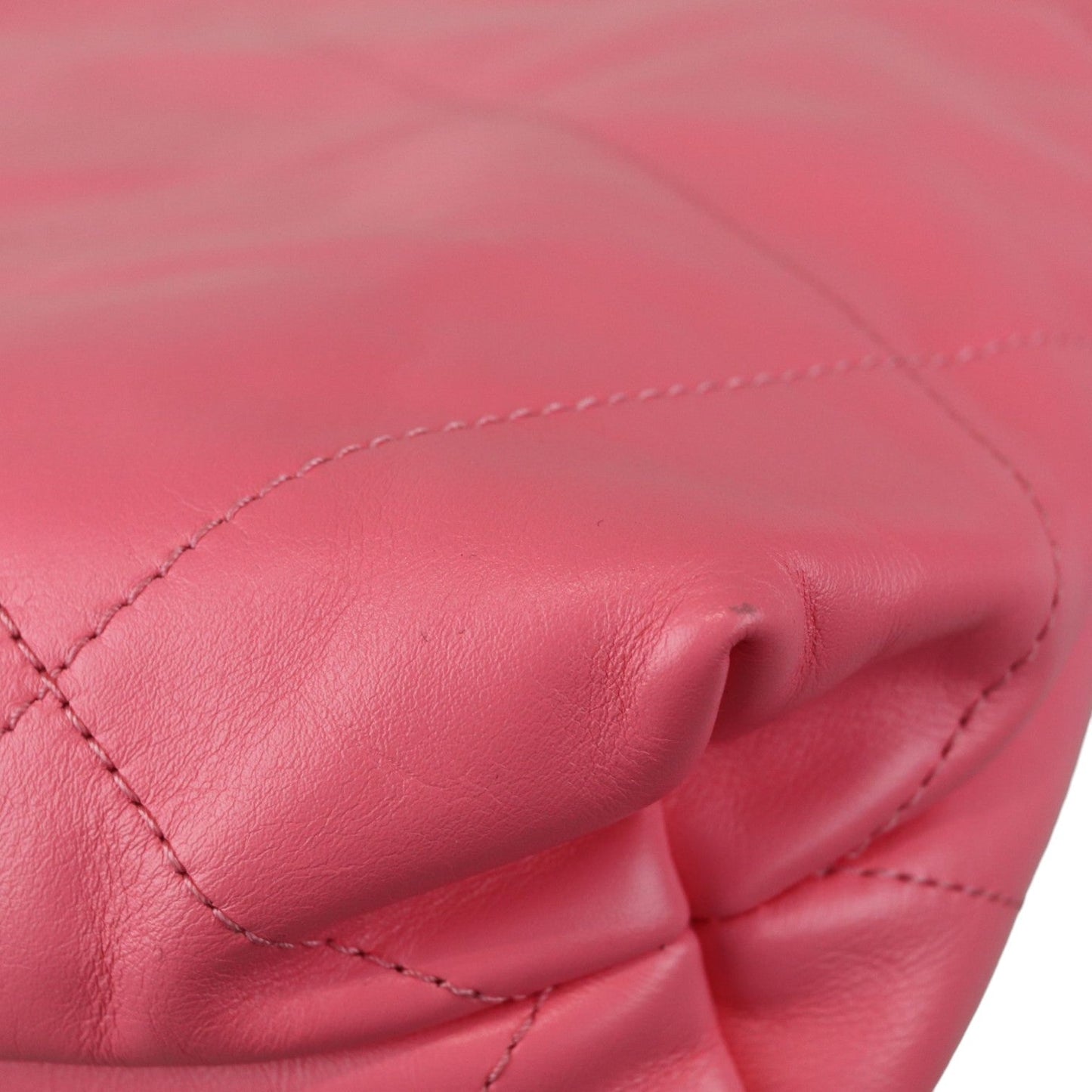 22 Drawstring Rainbow Hardware Shiny Calfskin Quilted Pink