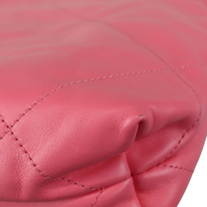 22 Drawstring Rainbow Hardware Shiny Calfskin Quilted Pink