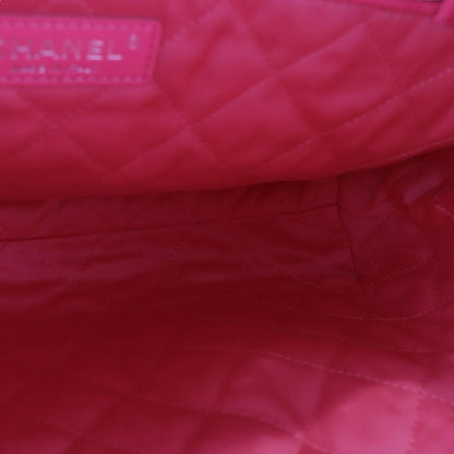 22 Drawstring Rainbow Hardware Shiny Calfskin Quilted Pink
