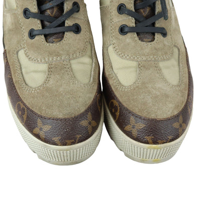 Louis-Vuitton Laureate Platform Desert Boots Suede Calfskin Monogram Beige Size 38