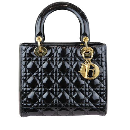Lady Dior Medium Patent Black GHW