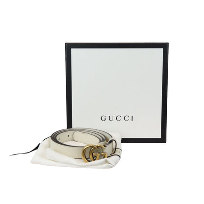 Gucci Double G Belt Calfskin Mystic White Size 80 GHW