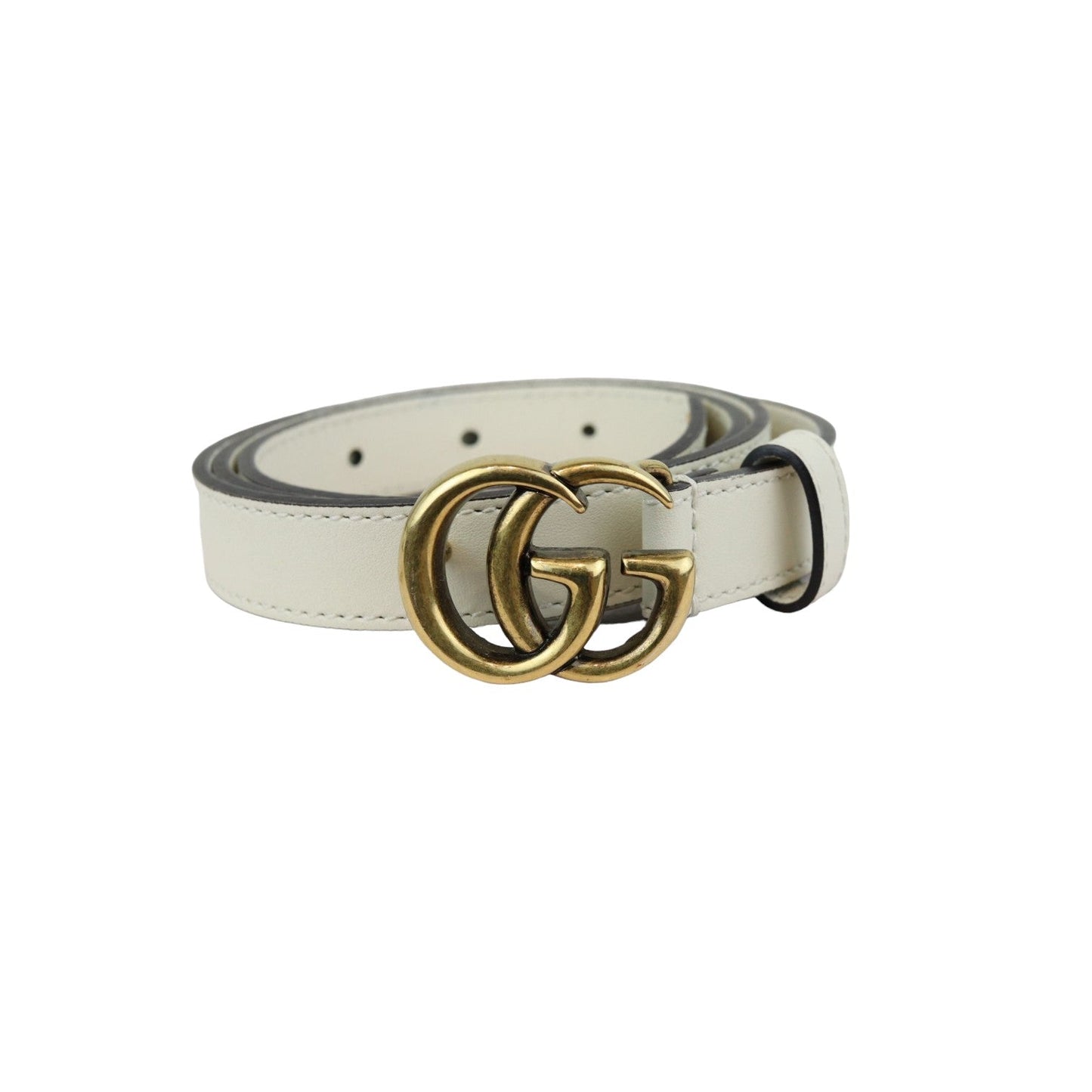 Gucci Double G Belt Calfskin Mystic White Size 80 GHW