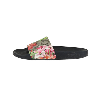 Gucci Blooms Slide Sandals GG Supreme Monogram Beige Size 38