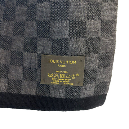 Louis-Vuitton Graphite Scarf Wool Damier Black