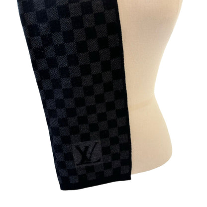Louis-Vuitton Graphite Scarf Wool Damier Black