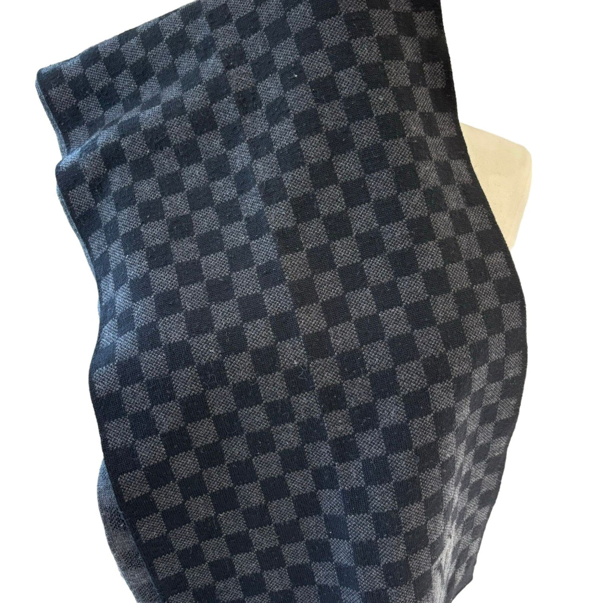 Louis-Vuitton Graphite Scarf Wool Damier Black