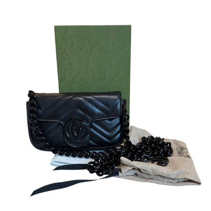 Gucci GG Marmont Shoulder Super Mini Calfskin Matelasse Black BHW