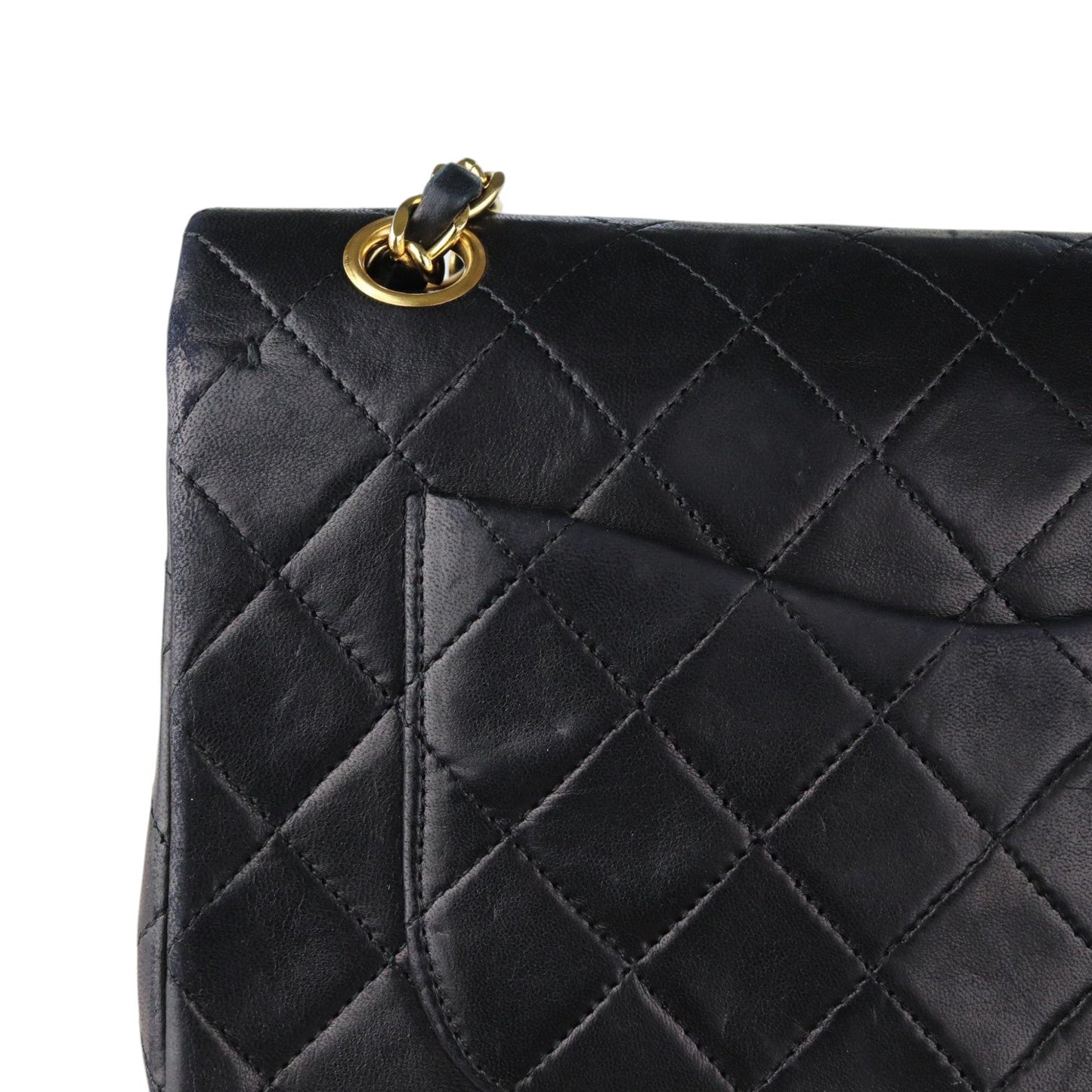 Vintage Double Flap Small Lambskin Quilted Black GHW