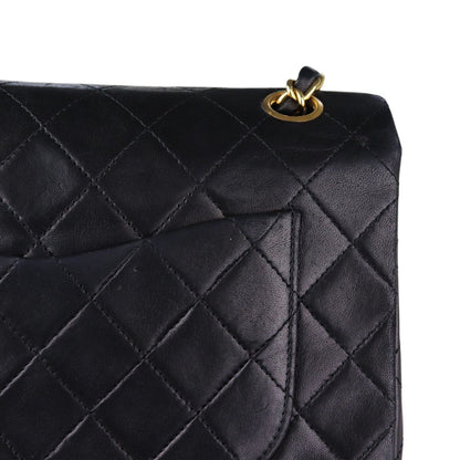 Vintage Double Flap Small Lambskin Quilted Black GHW