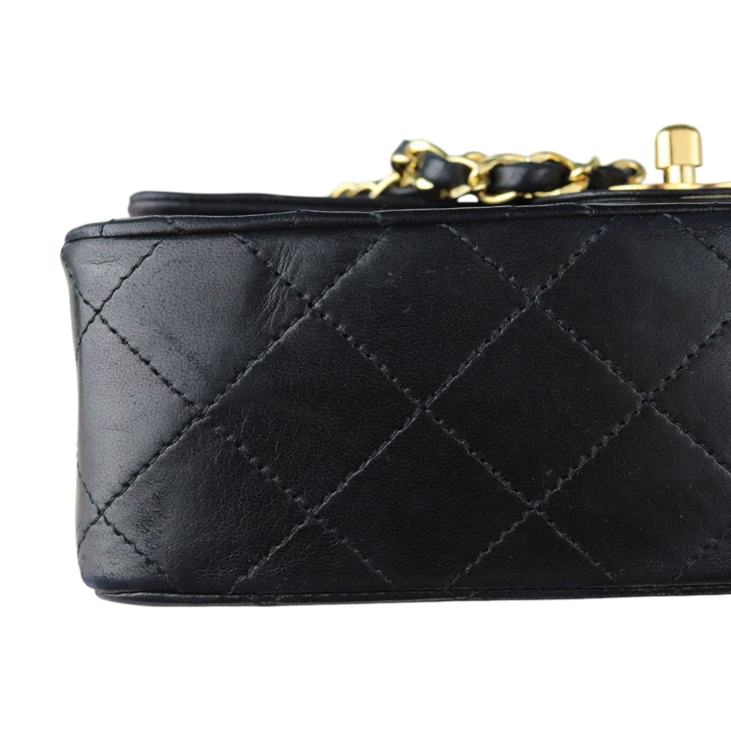 Vintage Double Flap Small Lambskin Quilted Black GHW