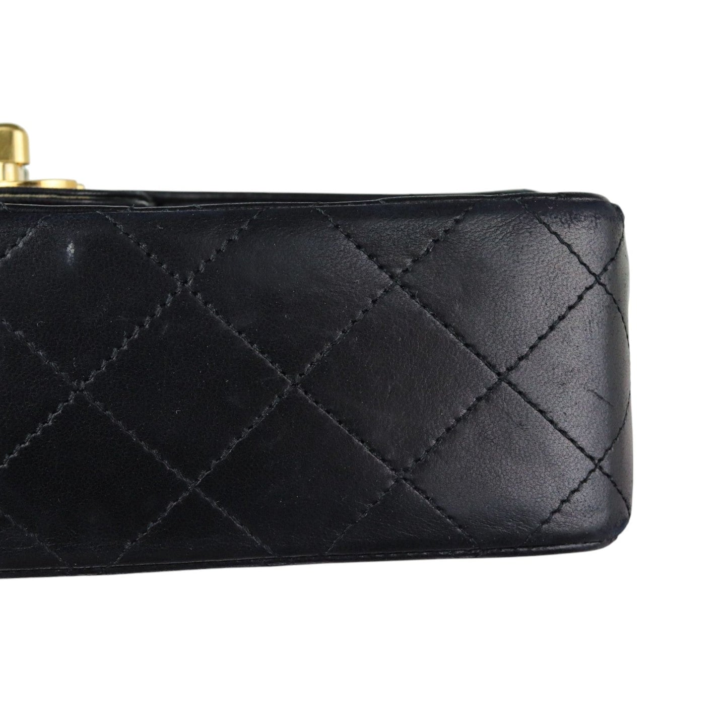 Vintage Double Flap Small Lambskin Quilted Black GHW