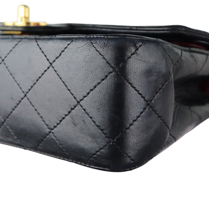 Vintage Double Flap Small Lambskin Quilted Black GHW