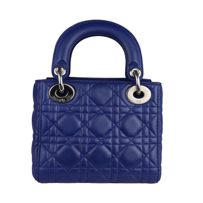 Mini Lady Dior Lambskin Quilted Blue SHW