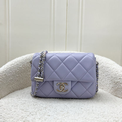 Chanel 21K Perfect Mini Flap Bag in Lilac Lambskin with Pearl and Leather Chain (Adjustable) SHW