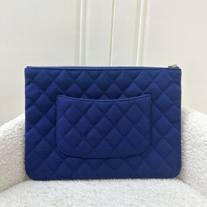 Chanel Classic Medium O-Case in Blue Jersey GHW